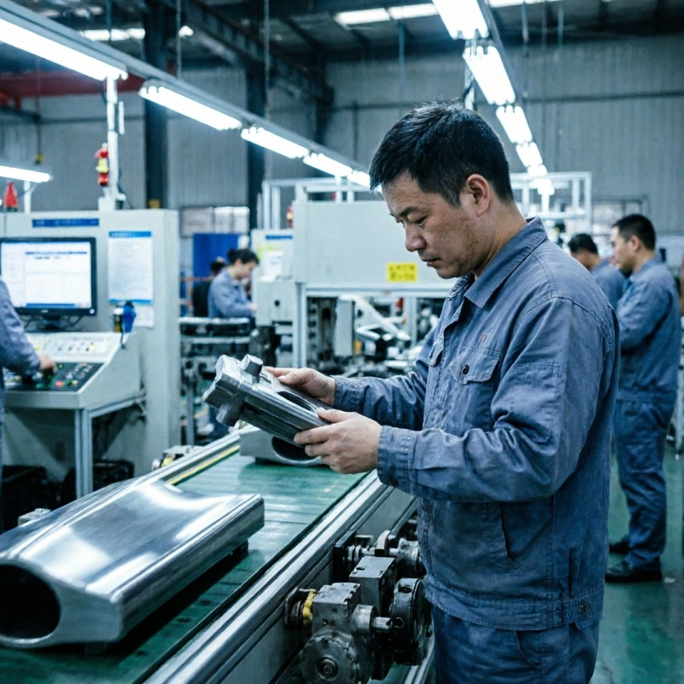 DUPRO inspector checking product quality on factory floor